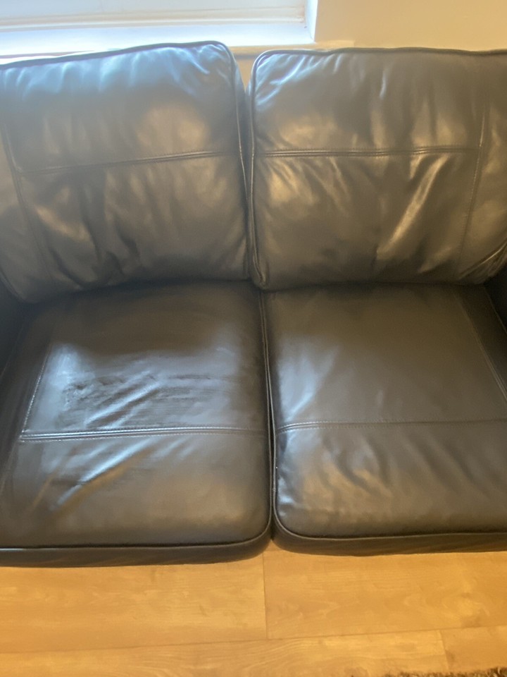 Two 2 Seater Black Leather Sofas eBay