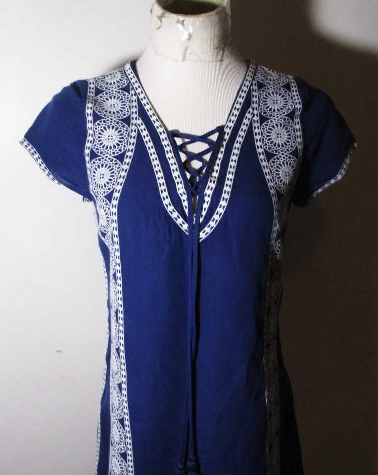 Vestido de linho VINEYARD VINES azul linho manga curta comprimento do joelho tamanho 2 - Imagem 2 de 4