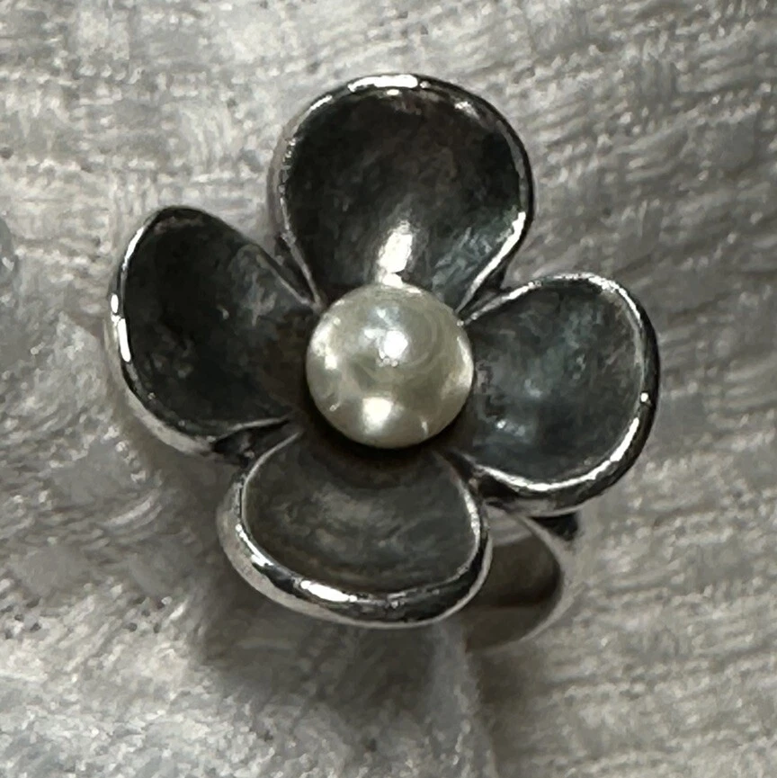 Anillo retirado James Avery flor de perlas 925 - vintage - talla 4,75 Foto 3 de 4
