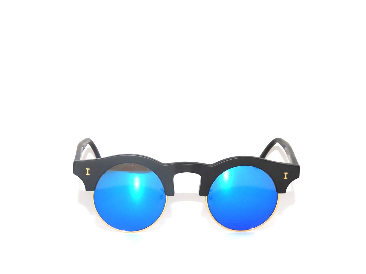 Illesteva Corsica 03 45 Matte Black Blue Mirror Sunglasses  display picture 2