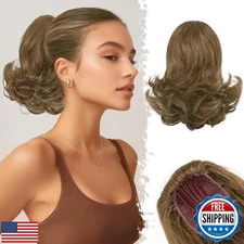 BARSDAR Short Wavy Ponytail Extension - 10 Inch Drawstring Comb Clip in Ponyt