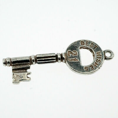 Sterling Silber '21 beste Wünsche' Schlüssel Anhänger/Charm 24x10mm)