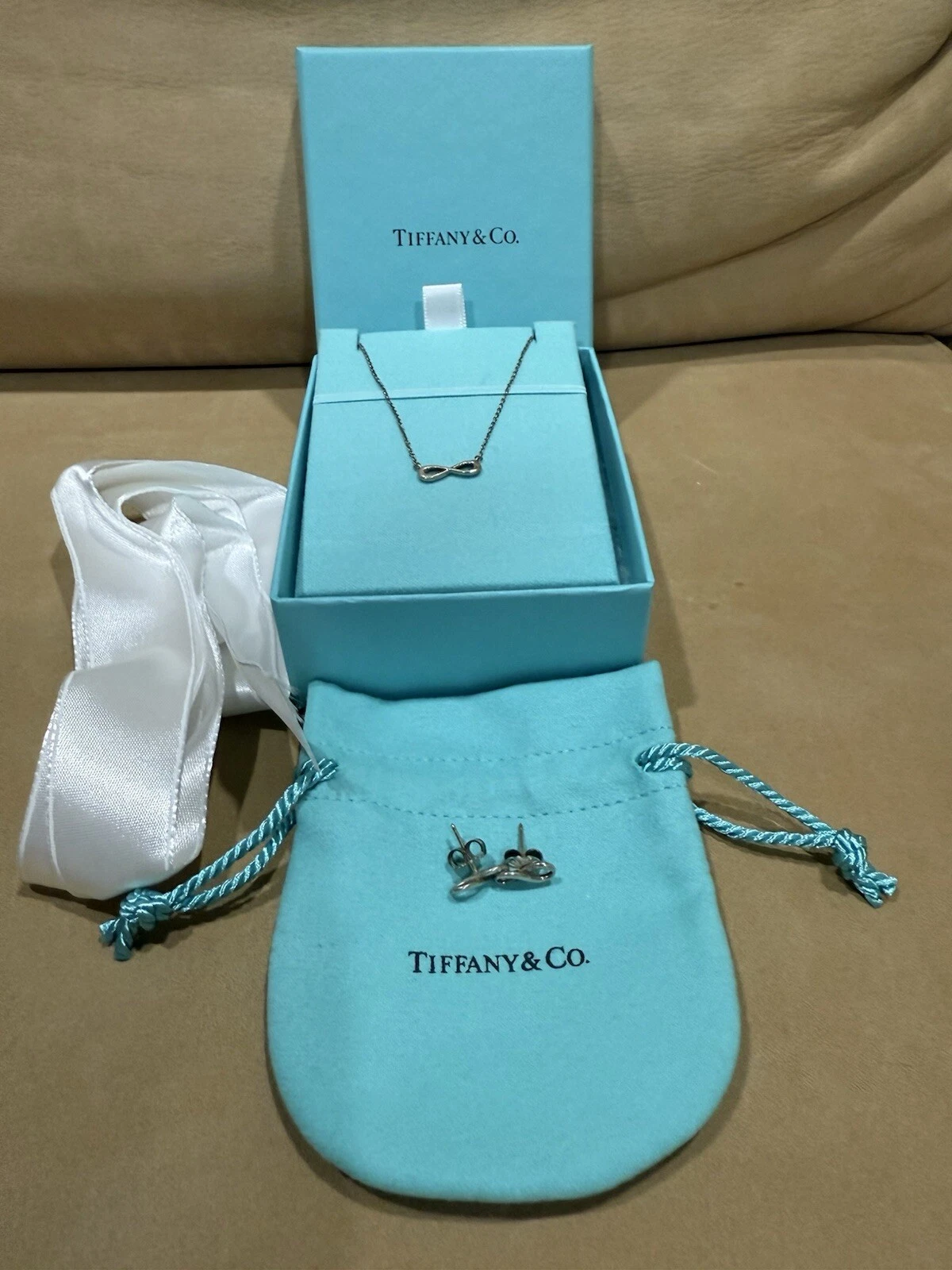 Tiffany Infinity 16 in Necklace & Earring with 925 Sterling Silver