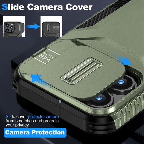 For iPhone 16 Pro Max/Pro/Plus PC+TPU Case Drop Protection with Slide Lens Cover - Picture 4 of 16