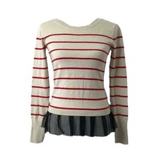 Princess Vera Wang Sweater Shirt Girls Medium Off White Red Striped Lightweight 