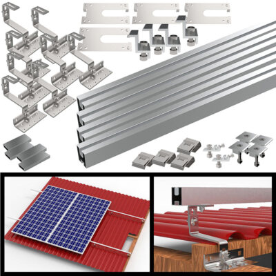 revolt Solar Halterung: 34-teiliges Dachmontage-Set für 2 Solarmodule, flexibel