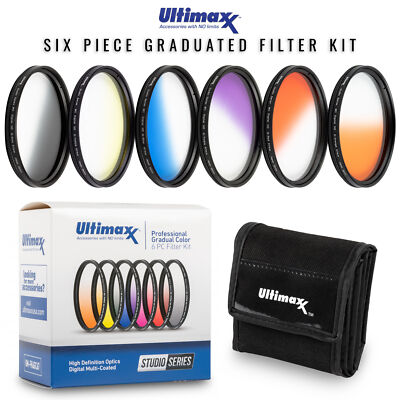 6 Piece Professional Gradual Color Filter Kit 62mm with Protective Wallet