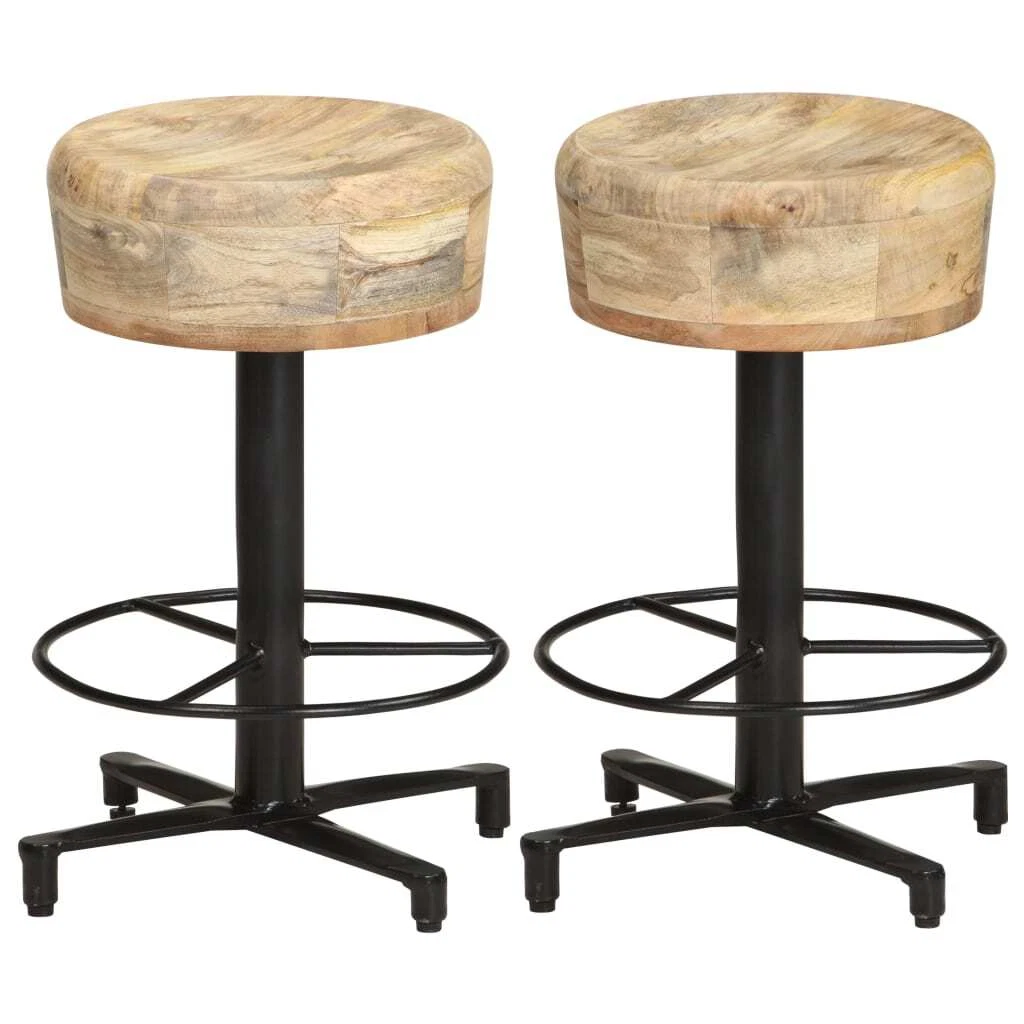 vidaXL Bar Stools 2 pcs 52 cm Solid Mango Wood Quality eBay