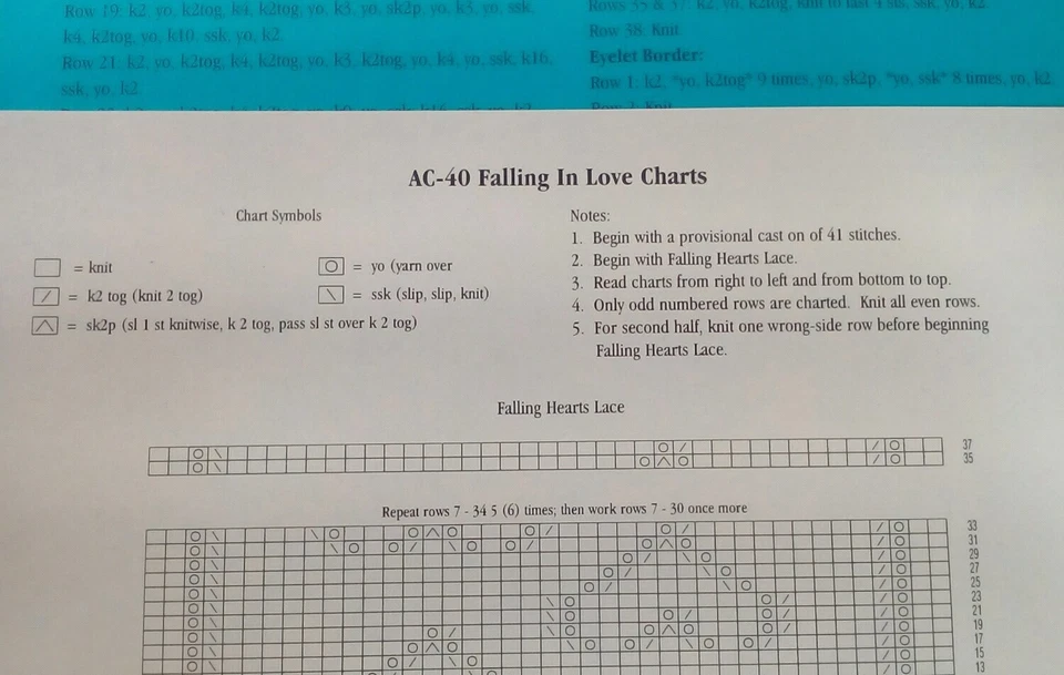 FALLING IN LOVE SCARF Fiber Trends Knitting Pattern Vintage 2001 Hearts Picot - Image 4 of 4