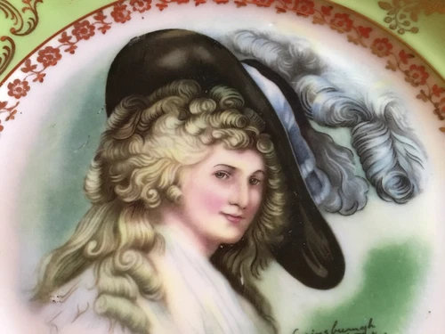 Gibson Girl Portrait plate, Bavaria, Hand Painted, signed By Artist