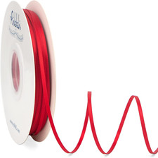 Satin Ribbon 1/8 Inch X Continuous 100 Yards, Thin Red Ribbon Double Faced Use f