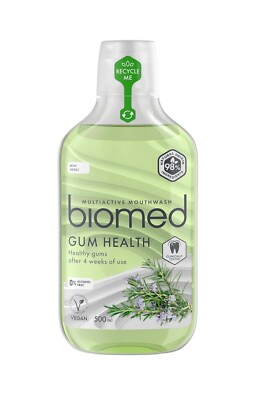 Biomed Well Gum Natürliche Mundspülung mit Eukalyptus und ätherischen Ölen.