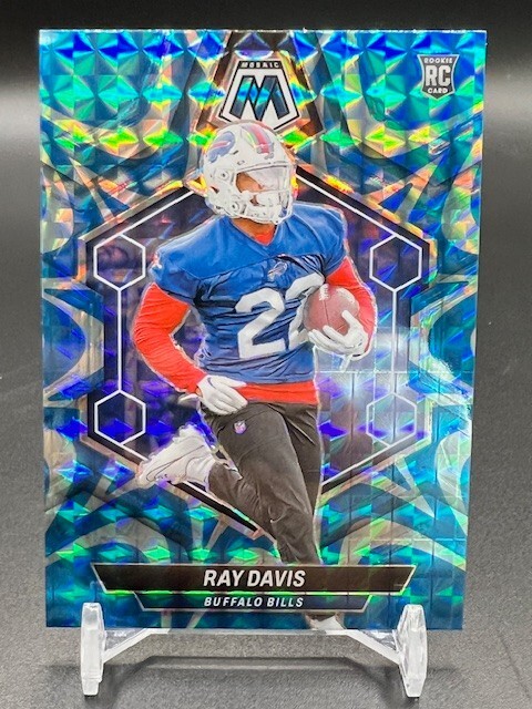 2024 Panini Mosaic - Rookies Ray Davis #387 Reactive Blue Mosaic Prizm (RC)