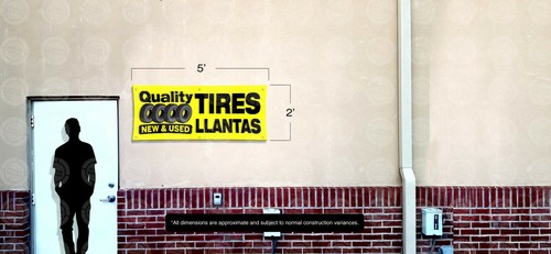 Calidad Nuevos y Usados Llantas Estandarte Tienda de Ruedas Exhibición Póster Español - Imagen 3 de 10