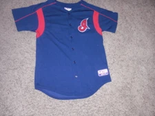 CLEVELAND INDIANS sewn Script I logo button front Baseball Jersey youth Large