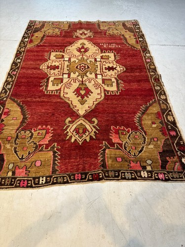 Oriental Hand-Knotted Wool Gallery Size Turkish Oushak Red/Ivory/Gold 6'10" x 10