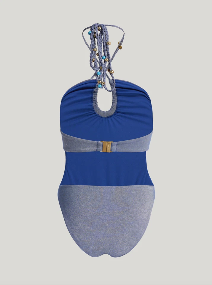 Maiô Wolford metálico alto brilho azul tamanho M - Imagem 4 de 4