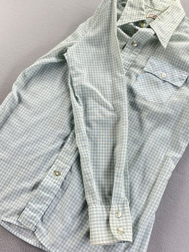 Vintage Men’s Levi’s Blue Tag Button Down Long Sleeve Shirt Light Blue Plaid - Picture 8 of 23