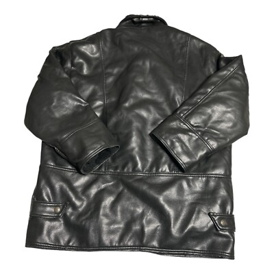 T Shearling Sportswear Black Faux Leather Sherpa Jacket Men's XL