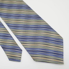 Calvin Klein Gray Multi-Colored Striped Woven Wide Silk Tie