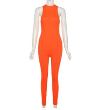 NEW Women Solid Knitted Casual Sportswear Sleeve less Slim Bodycon Jumpsuit Y1