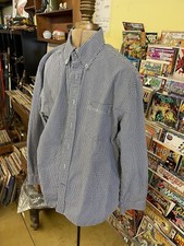 Tommy Hilfiger Men Large- 80s 2 Ply Cotton Blue Button Up Long Sleeve Shirt