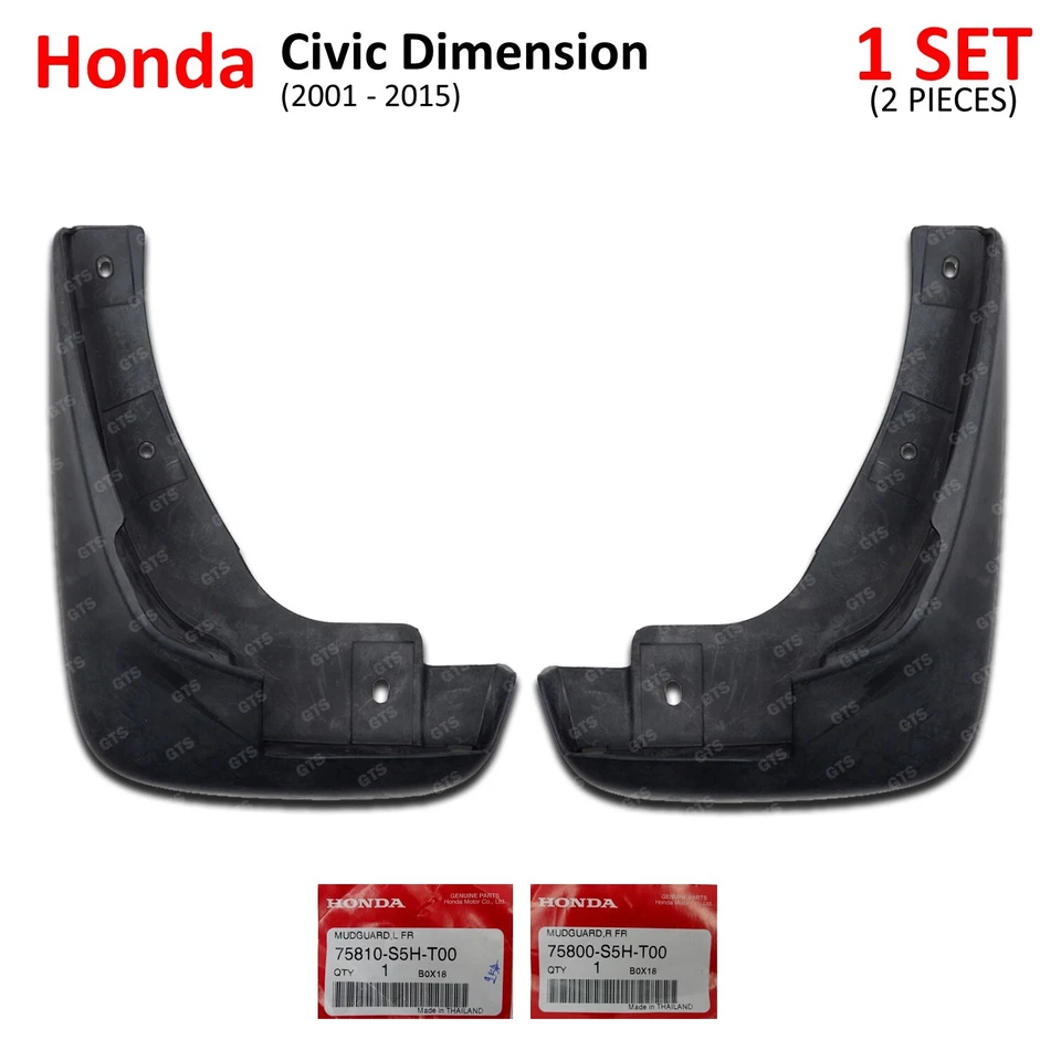 Lh+Rh Front Mud Splash Guard Fits Honda Civic Dimension Sedan 2001 2005 - Image 2 of 4