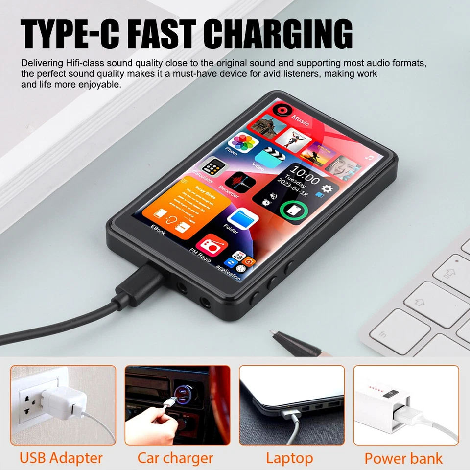 Reproductor MP4/MP3 de 4" compatible con 256 GB Bluetooth música sin pérdidas radio FM grabadora deportiva Foto 4 de 4