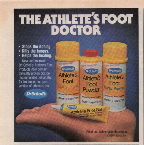 1981 Vintage Print Ad The Athlete's Foot Doctor Dr. Scholl's Stops the itching - Picture 2 of 2
