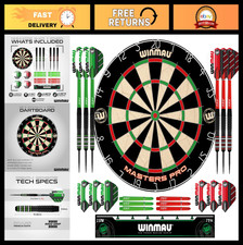 Premium Bristle Dartboard Set with Steel Tip Darts, Flights  Oche Strip - Pro D