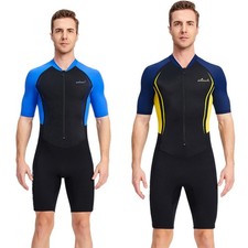 Men Swimsuit Short Sleeves Wetsuit Swimming Swimwear 1.5mm Neoprene Leotard