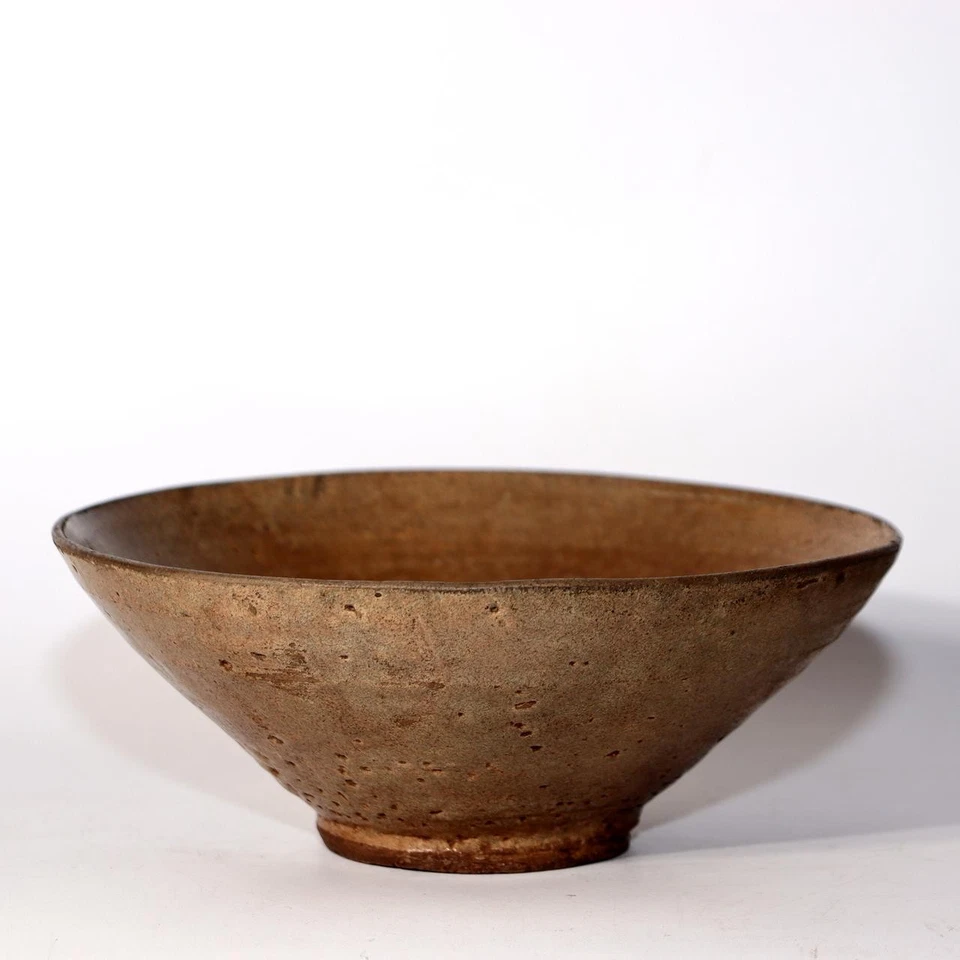 Tazón de té plano coreano antiguo dinastía Joseon bolsa de seda Chawan Wabi Sabi KRS164 Foto 4 de 4