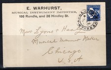 SOUTH AUSTRALIA  1904  ' MUSIC' COVER  BEARING 21/2D TO CHICAGO, USA