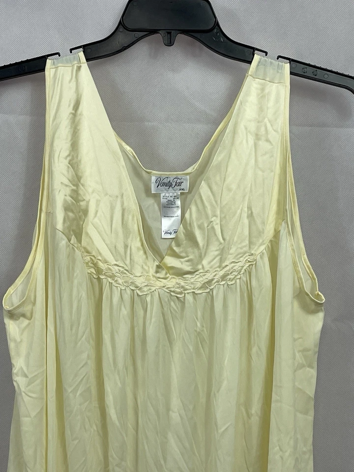 Vestido Vanity Fair Amarillo Suave Sin Mangas Nylon Talla XXL Bordado Estilo 30-807 Foto 2 de 4