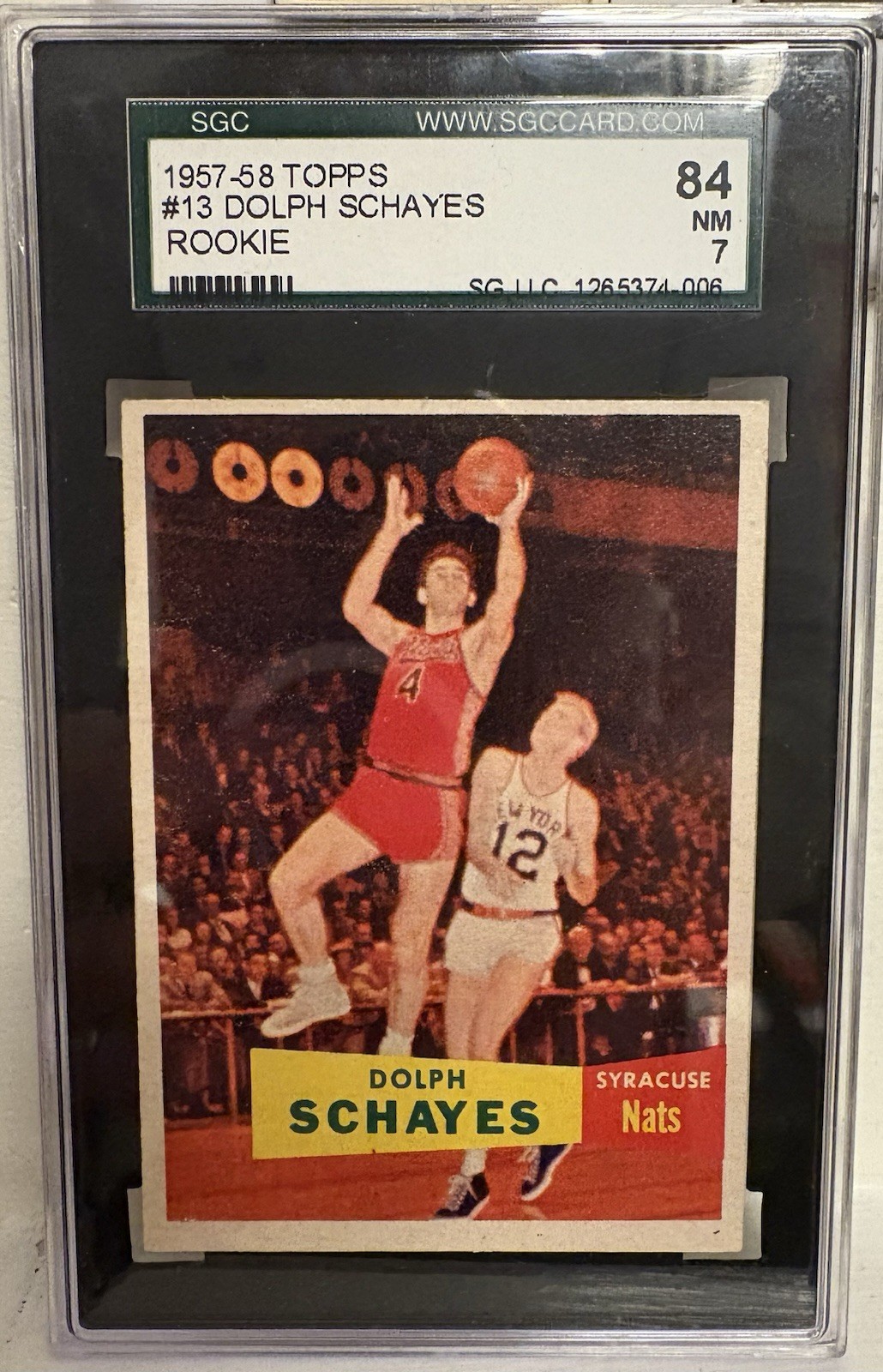 1957-58 Topps Dolph Schayes #13 (RC) (SGC 7)