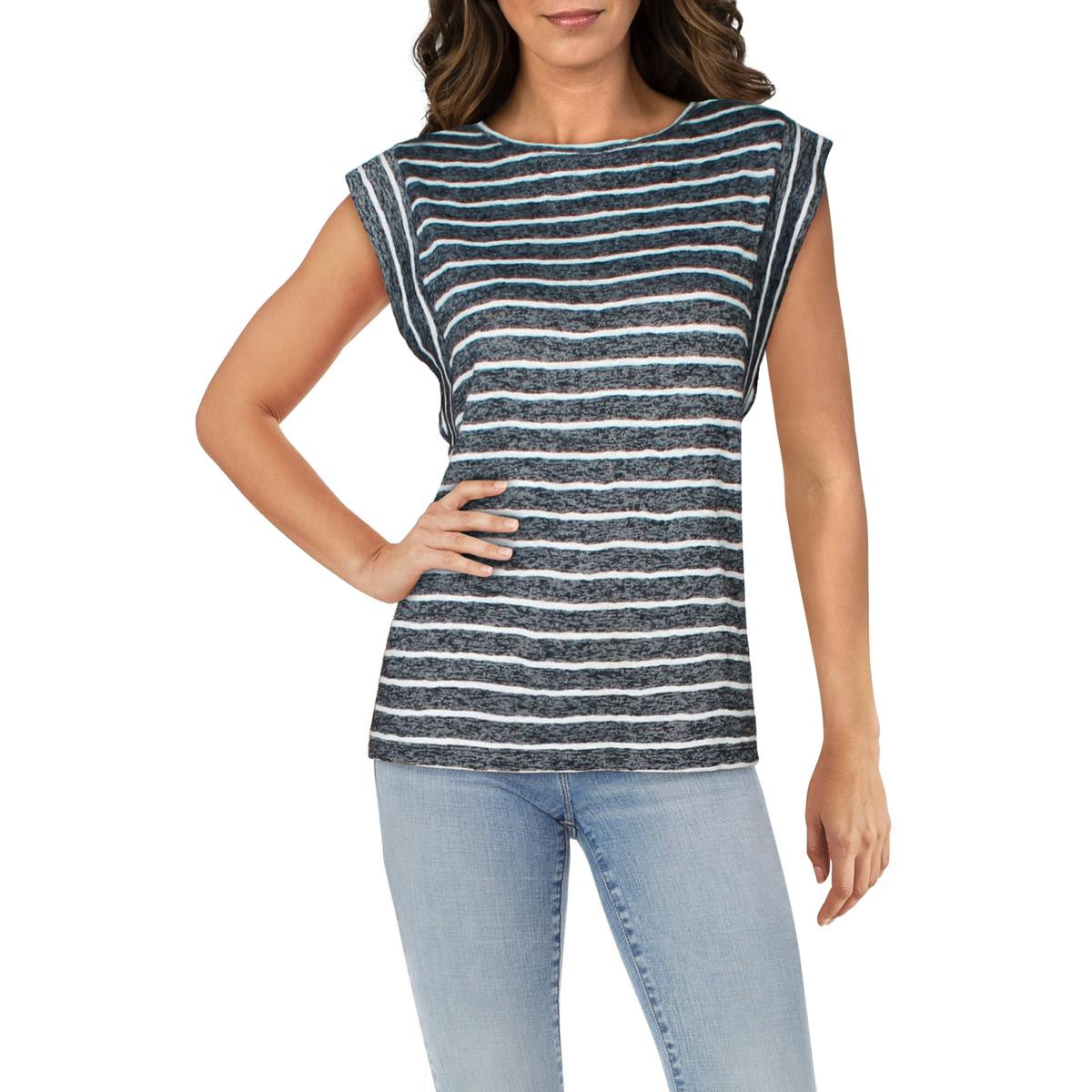 Женская темно-синяя полосатая футболка с коротким рукавом Tommy Hilfiger S BHFO 8087