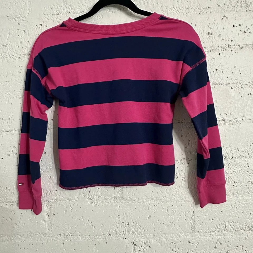 Top Tommy Hilfiger Niñas M 8/10 Rosa Azul Brillante Recortado Mezcla Algodón AU1 Foto 3 de 4
