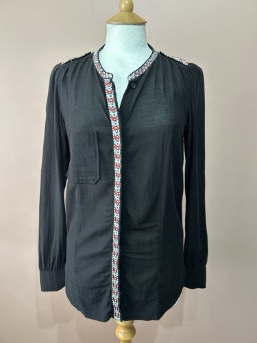Isabel Marant Black Embroidered Shirt UK 8