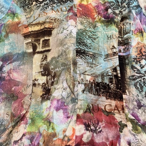 Vintage Alberto Makali Paris Print Art Blazer Knöpfe Spitzenbesatz Blumen Jacke Gr. M - Bild 6 von 6