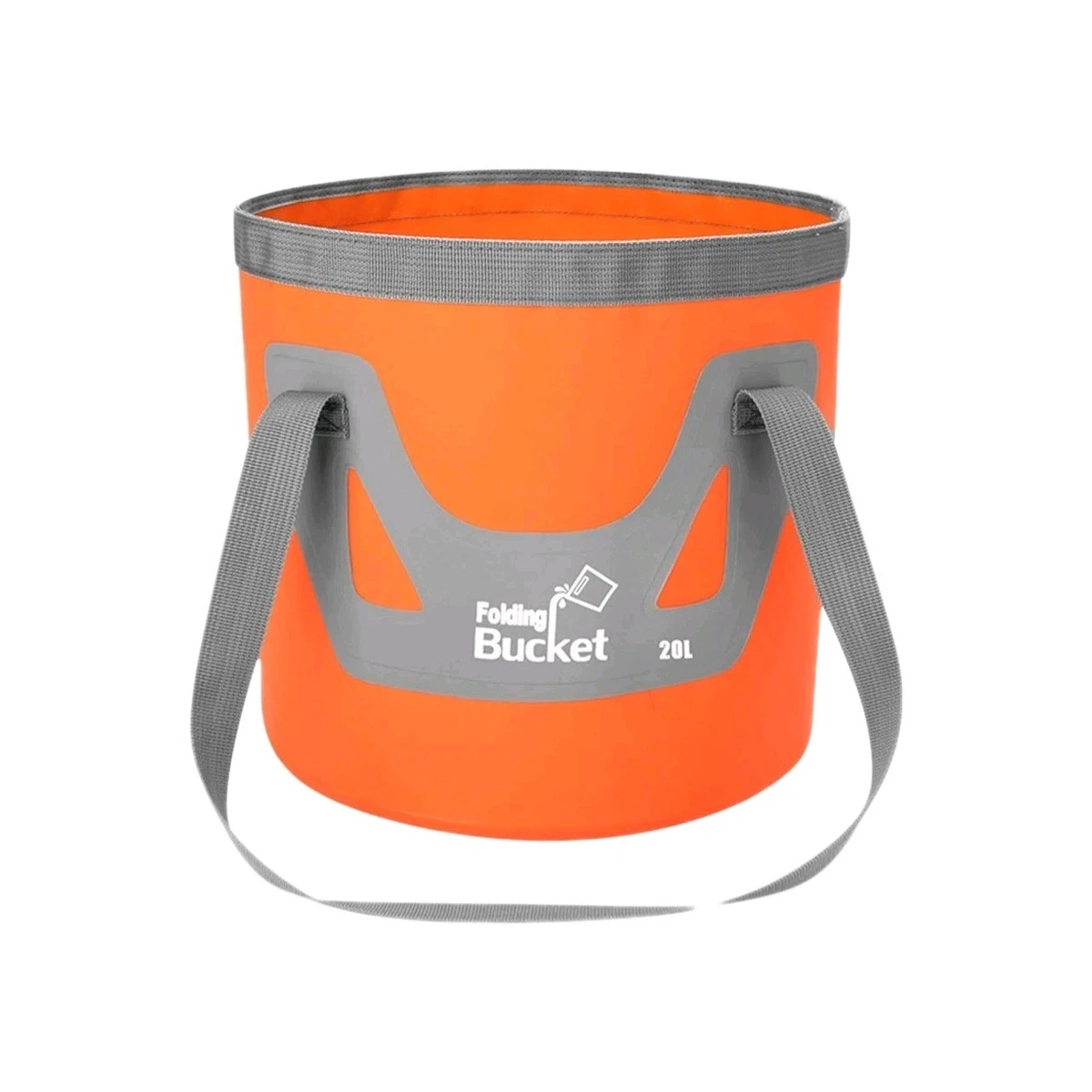 Secchiello Pieghevole Da Campeggio 15L – Impermeabile Con Borsa A Rete, Grigio Chiaro - 3
