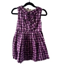 Mini Boden Girls Purple Polka Dot Ruffle Collar Twirl Skirt - 3/4