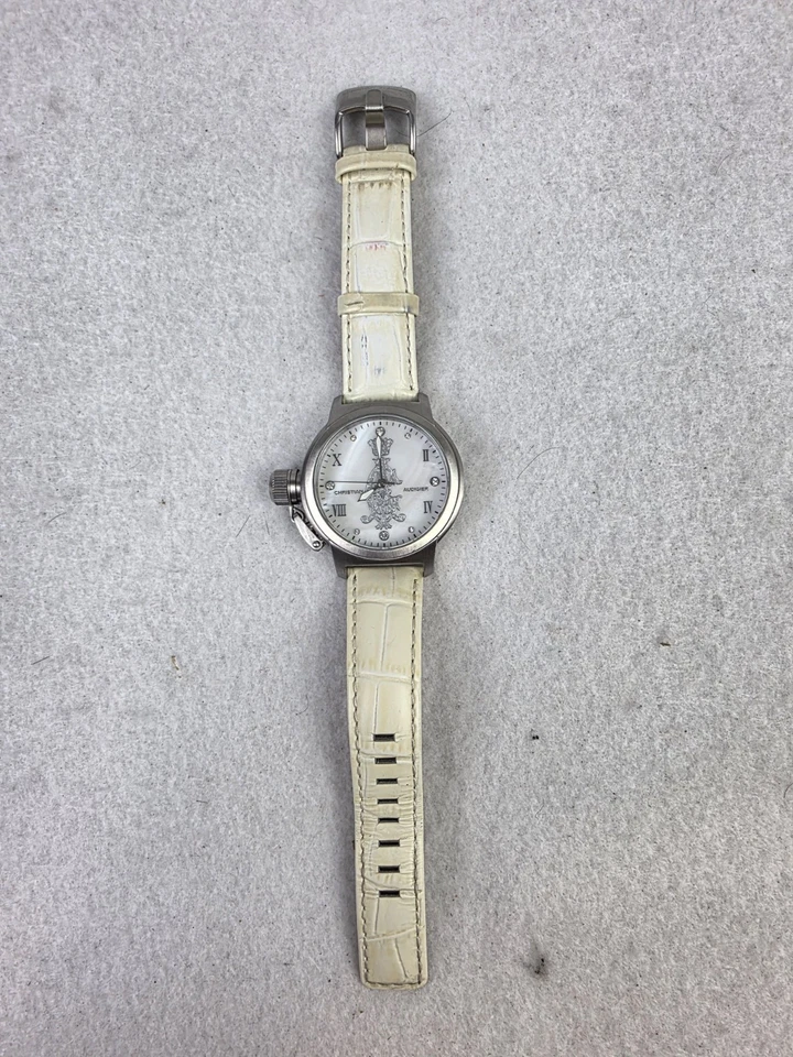 Reloj Hombre Christian Audigier Vintage Ed Hardy Blanco Cuero Genuino INT-314 Foto 2 de 4