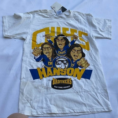 #ad Vintage Hanson Brothers Hockey short sleeve white color shirt KV36916 $17.99