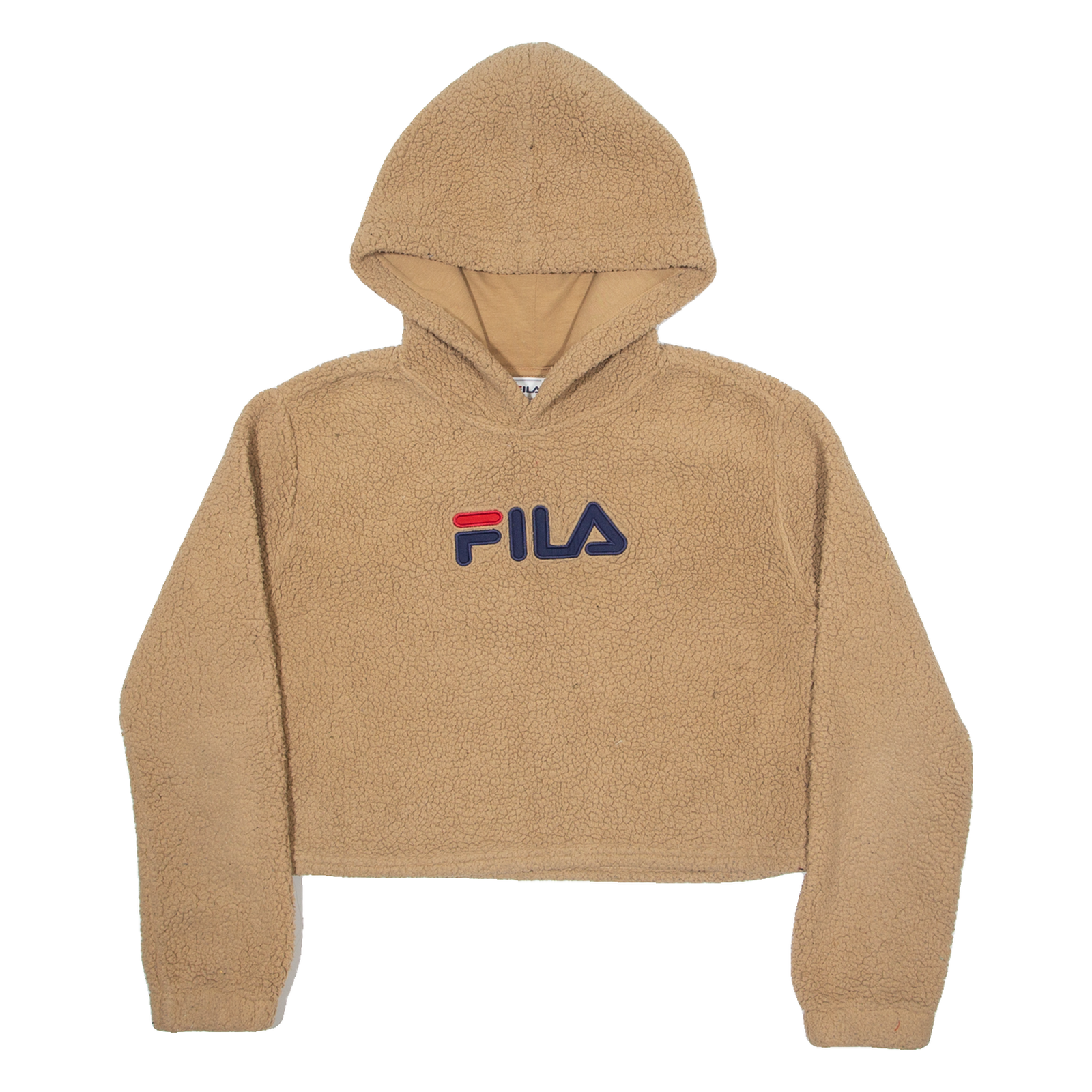FILA Cropped Fleece Felpa con Cappuccio Donna Marrone S