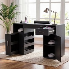 Manicure Table Nail Desk w/Dust Collector Wrist Rest Shelf Drawer Wheel Cabinet