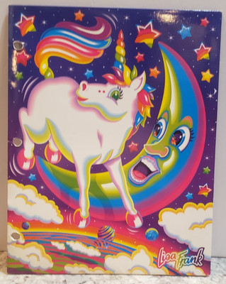 Lisa Frank Folder Portfolio Markie Unicorn Jumping over Moon Vintage Used