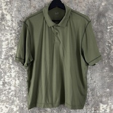 Puma Mens Size M Casual Button Polo Shirt Olive Green Short Sleeve Collar