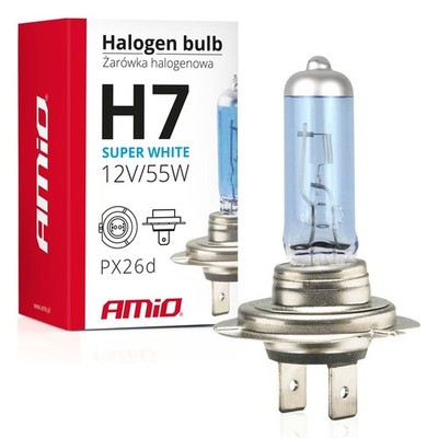 H7 Super White 12V 55W Halogen Birne PX26d E8 Xenon Look Weißlicht AMiO