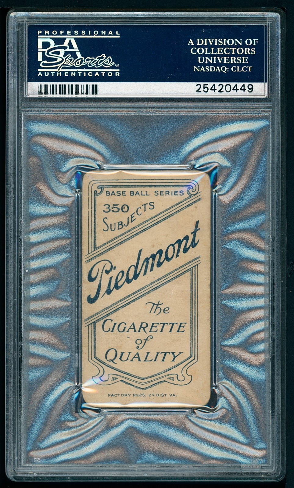 1909-11 T206 Piedmont Portrait - Eddie Collins HOF PSA 2.5 Perfect Registration view 2