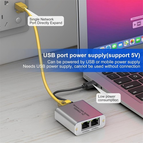 Ethernet Splitter 1 to 2 High Speed Gigabit Ethernet 2 Port Internet RJ453624 - Afbeelding 5 van 6